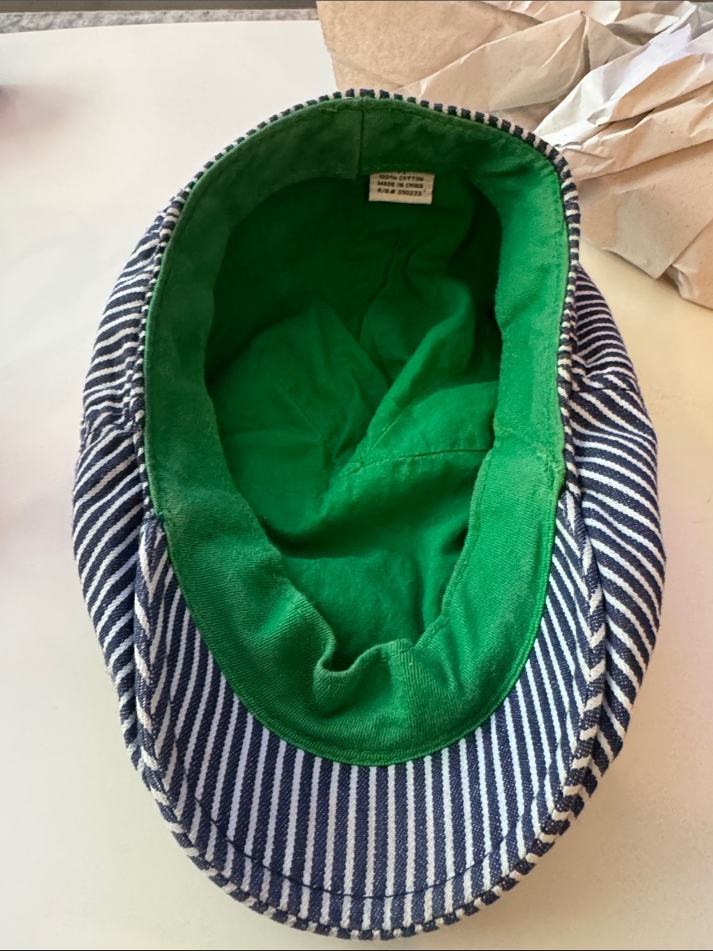 Striped Cotton Blend drivers hat - Navy/White - Picture 6 of 6
